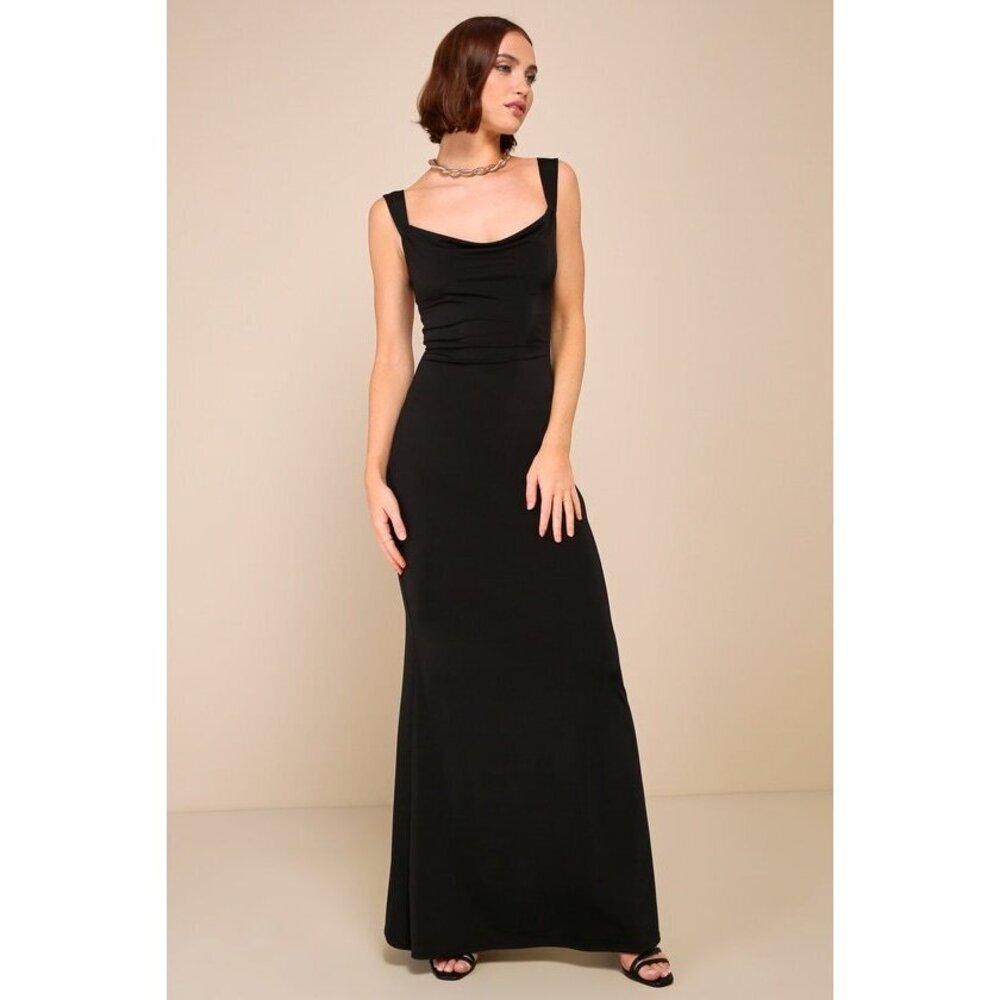 Lulus Black Backless Column Maxi Dress - Size XS